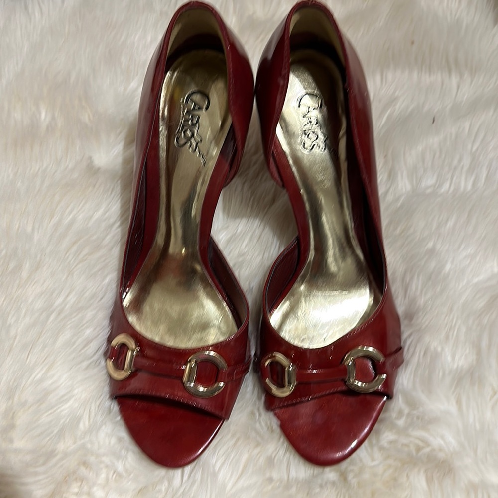 Carlos Santana leather heels 7 1/2 red made in Brazil